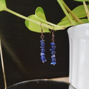 💎 Crystal Blue Lapis Lazuli - Stone Stacked Earrings 💎
